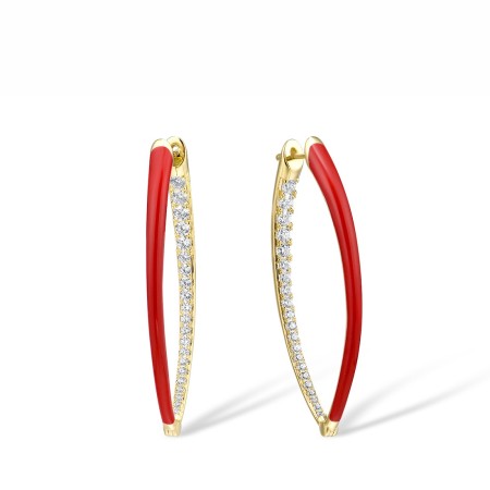 Sterling Silver w/ Yellow Plating Earrings Enamel,White Cubic Zirconia (E315290ENASY925)