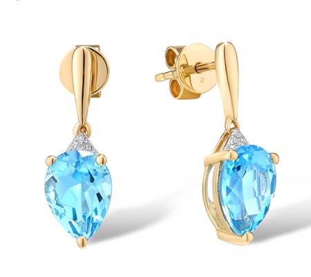 14KYW Earrings Blue Topaz (Swiss Blue),Diamond (E315527BLT14KYW)