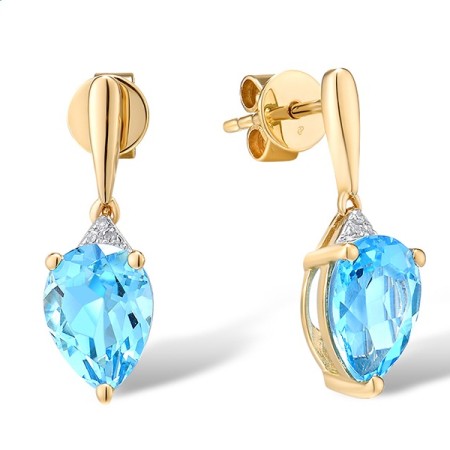 14KYW Earrings Blue Topaz (Swiss Blue),Diamond (E315527BLT14KYW)