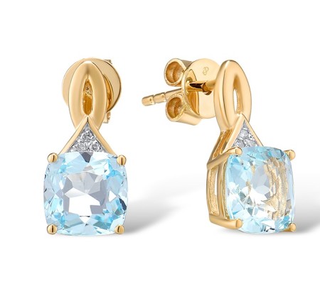 14KYW Earrings Blue Topaz (Sky Blue),Diamond (E315528BKT14KYW)