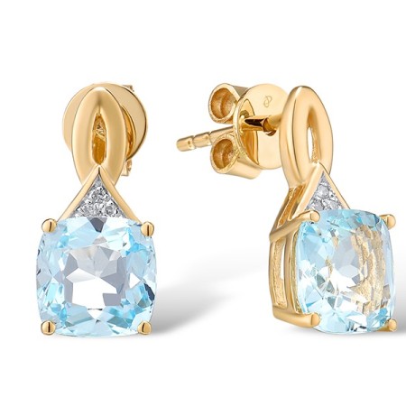 14KYW Earrings Blue Topaz (Sky Blue),Diamond (E315528BKT14KYW)