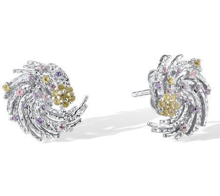 Sterling Silver Earrings Created Purple Nano Spinel,Green Nano Cubic Zirconia (Per,Nano pink spinel (E315646GPSZSL925)