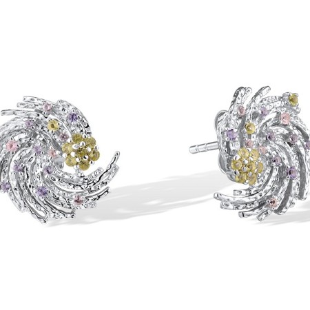 Sterling Silver Earrings Created Purple Nano Spinel,Green Nano Cubic Zirconia (Per,Nano pink spinel (E315646GPSZSL925)