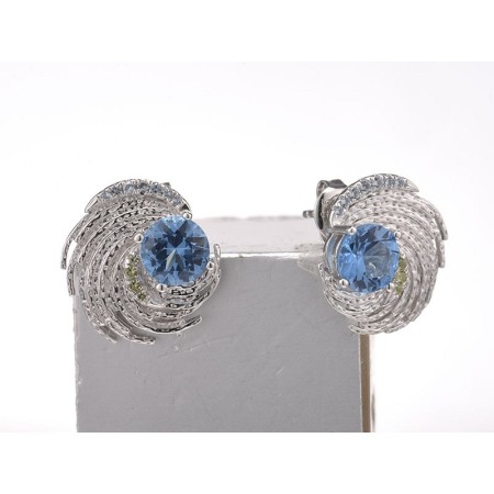 Sterling Silver Earrings Blue Spinel,Green Nano Cubic Zirconia (Per (E315647NGBSL925)