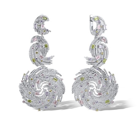 Sterling Silver Earrings Created Purple Nano Spinel,Dark Purple CZ,Green Nano Cubic Zirconia (Per,Nano pink spinel (E315699AGPSZSL925)