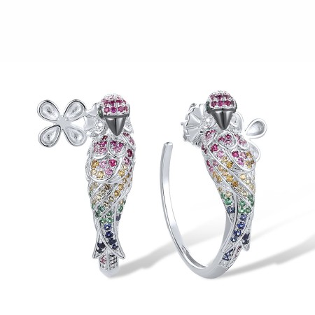 Sterling Silver w/ Black White Plating Earrings Created Pink Sapphire,Created Ruby,Created Sapphire,Green Nano Cubic Zirconia (Per,Green Spinel,White Cubic Zirconia,Yellow Nano Cubic Zirconia (Ci (E315788MULSK925)