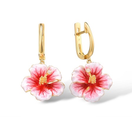 Sterling Silver w/ Yellow Plating Earrings Enamel,White Cubic Zirconia (E315793ENASY925)