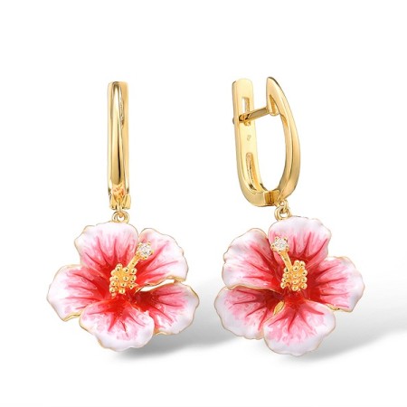 Sterling Silver w/ Yellow Plating Earrings Enamel,White Cubic Zirconia (E315793ENASY925)