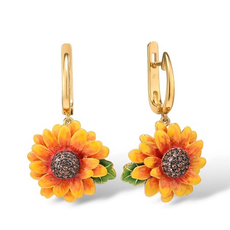 Sterling Silver w/ Yellow Black Plating Earrings Enamel,Nano Brown Spinel (E315794ENASC925)