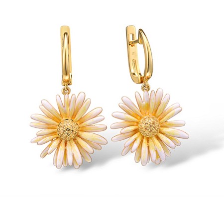 Sterling Silver w/ Yellow Plating Earrings Enamel,Yellow Nano Cubic Zirconia (Ci (E315796ENASY925)