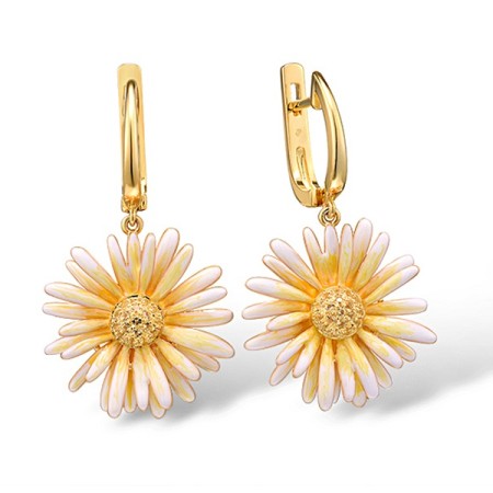 Sterling Silver w/ Yellow Plating Earrings Enamel,Yellow Nano Cubic Zirconia (Ci (E315796ENASY925)
