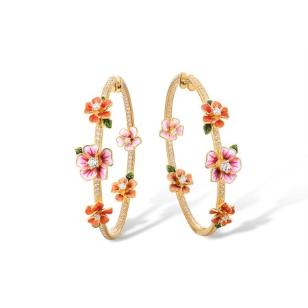 Sterling Silver w/ Yellow Plating Earrings Enamel,White Cubic Zirconia (E315806ENASY925)