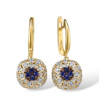 14KYWB Earrings Blue Sapphire,Brown Diamond,Diamond (E315818BRS14KYWB)