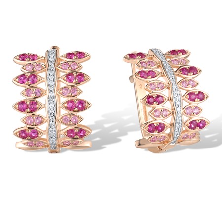 14KRW Earrings Diamond,Pink Sapphire,Ruby (E315822PRU14KRW)