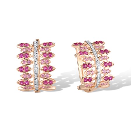 14KRW Earrings Diamond,Pink Sapphire,Ruby (E315822PRU14KRW)