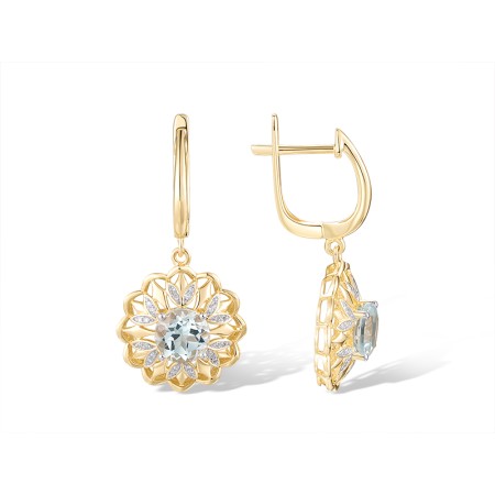 14KYW Earrings Blue Topaz (Sky Blue),Diamond (E315847BKT14KYW)