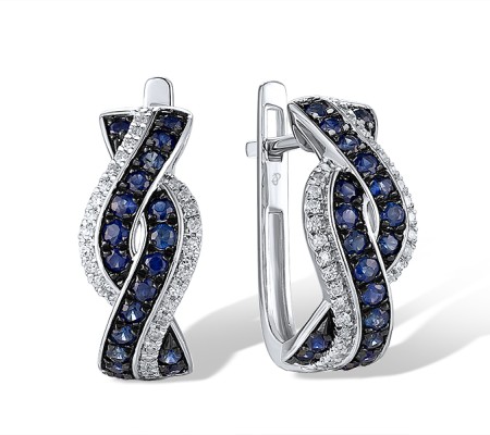 14KWB Earrings Blue Sapphire,Diamond (E315899SAP14KWB)