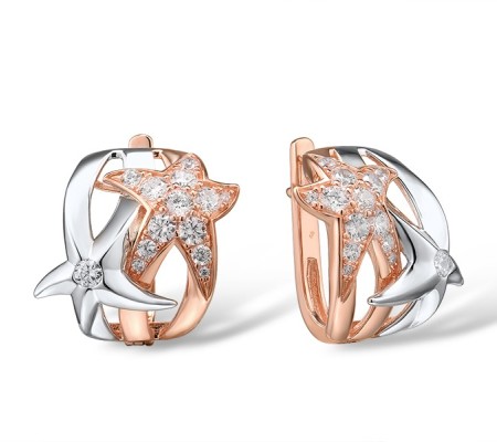 Sterling Silver w/ IONIC ROSE PLATING Earrings White Cubic Zirconia (E315931WCZSQ925)