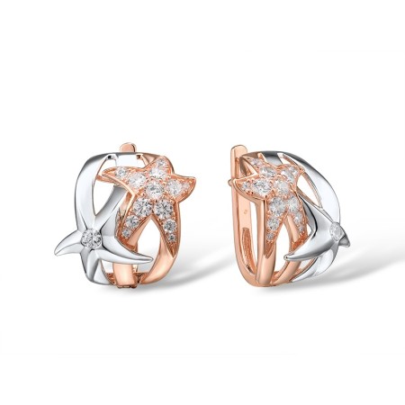 Sterling Silver w/ IONIC ROSE PLATING Earrings White Cubic Zirconia (E315931WCZSQ925)