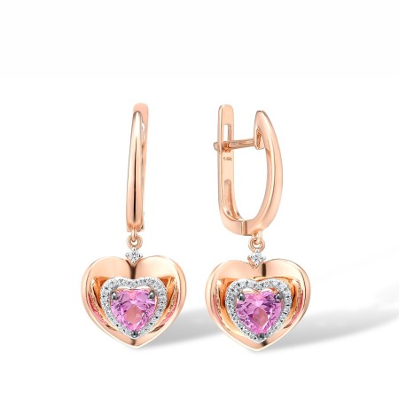 14KRWB Earrings Diamond,Pink Sapphire (E315933PIS14KRWB)