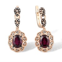 14KRB Earrings Brown Diamond,Rhodolite Garnet (E315948RGB114KRB)