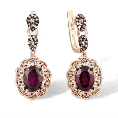 14KRB Earrings Brown Diamond,Rhodolite Garnet (E315948RGB114KRB)