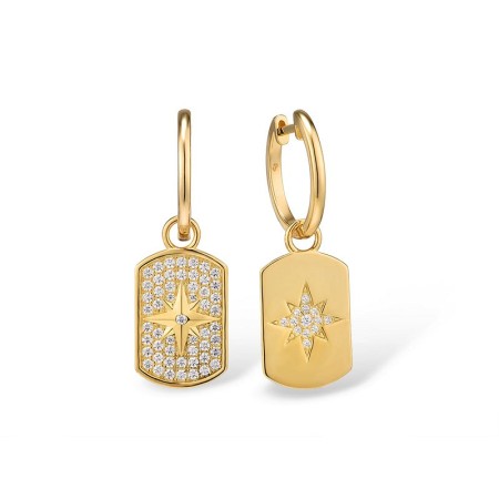 Sterling Silver w/ Yellow Plating Earrings White Cubic Zirconia (E315976WCZSY925)