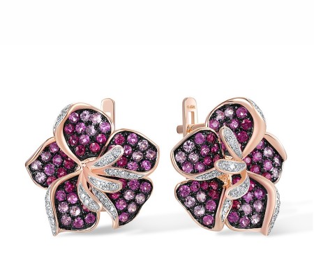 14KRWB Earrings Diamond,Pink Sapphire,Ruby (E315990PRU14KRWB)