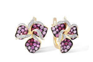 10KYWB Earrings Created Pink Sapphire,Created Ruby,Diamond (E315991CPR10KYWB)