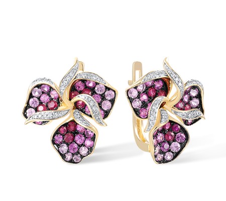 10KYWB Earrings Created Pink Sapphire,Created Ruby,Diamond (E315991CPR10KYWB)