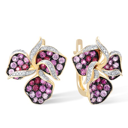 10KYWB Earrings Created Pink Sapphire,Created Ruby,Diamond (E315991CPR10KYWB)