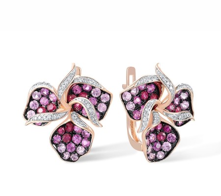 14KRWB Earrings Diamond,Pink Sapphire,Ruby (E315991PRU14KRWB)