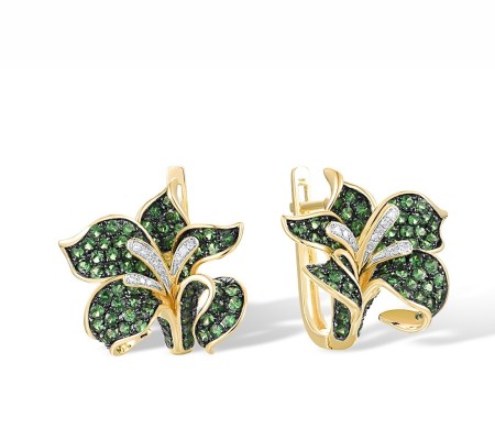 14KYWB Earrings Diamond,Green Garnet (E315993GNG114KYWB)