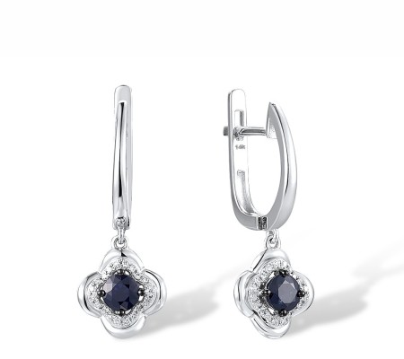 14KWB Earrings Blue Sapphire,Diamond (E315997SAP14KWB)