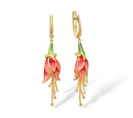 Sterling Silver w/ Yellow Plating Earrings Enamel (E316015ENASY925)