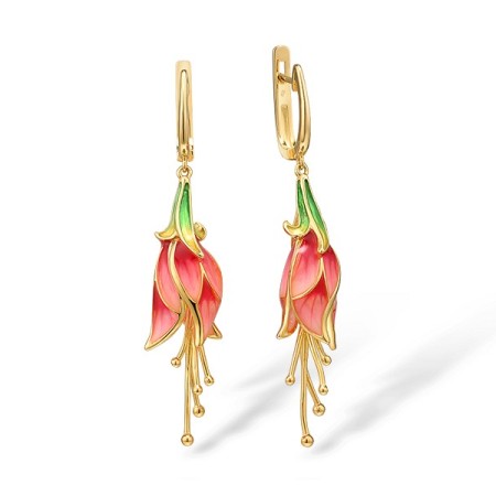 Sterling Silver w/ Yellow Plating Earrings Enamel (E316015ENASY925)