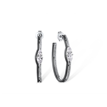 Sterling Silver w/ Black White Plating Earrings White Cubic Zirconia (E316063WCZSK925)