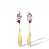 14KYW Earrings Amethyst,Diamond,White Topaz (E316069AWT14KYW)