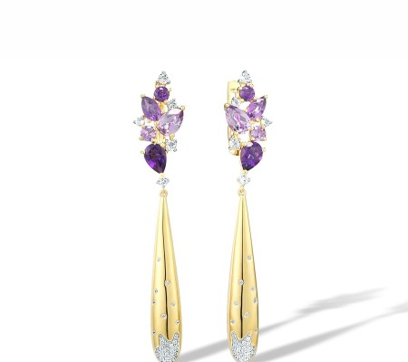 14KYW Earrings Amethyst,Diamond,White Topaz (E316069AWT14KYW)