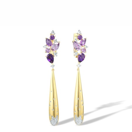 14KYW Earrings Amethyst,Diamond,White Topaz (E316069AWT14KYW)