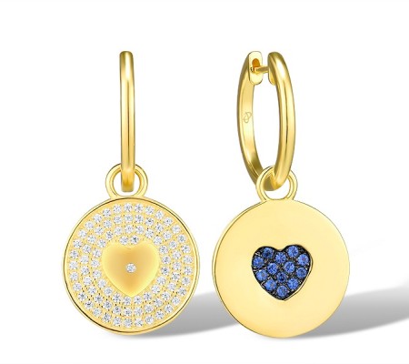Sterling Silver w/ Yellow Black Plating Earrings Blue Nano Cubic Zirconia,White Cubic Zirconia (E316086BZZSC925)