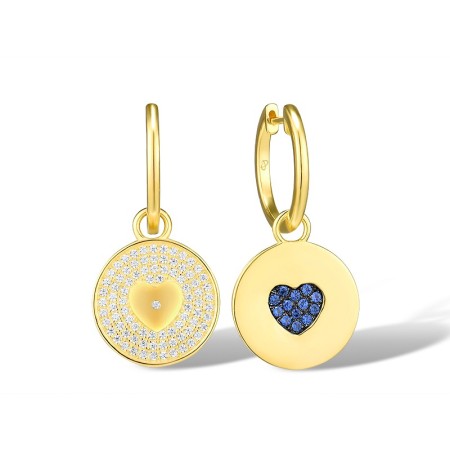 Sterling Silver w/ Yellow Black Plating Earrings Blue Nano Cubic Zirconia,White Cubic Zirconia (E316086BZZSC925)
