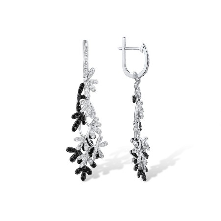 Sterling Silver w/ Black White Plating Earrings Black spinel,White Cubic Zirconia (E316096BSNZSK925)
