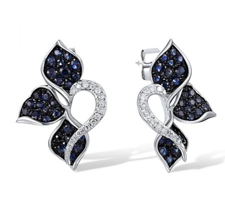 14KWB Earrings Diamond,Blue Sapphire (E316102SAP14KWB)