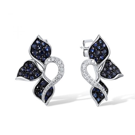 14KWB Earrings Diamond,Blue Sapphire (E316102SAP14KWB)
