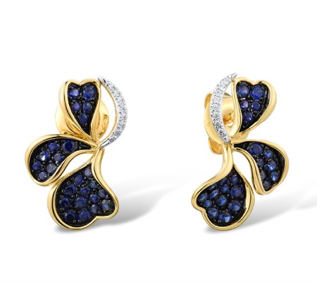 14KYWB Earrings Blue Sapphire,Diamond (E316103SAP14KYWB)