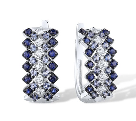 14KWB Earrings Blue Sapphire,Diamond (E316110SAP14KWB)