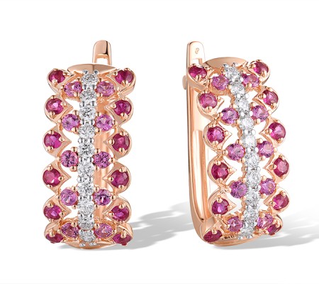 14KRW Earrings Diamond,Pink Sapphire,Ruby (E316111PRU14KRW)