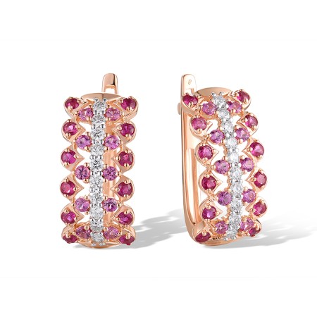 14KRW Earrings Diamond,Pink Sapphire,Ruby (E316111PRU14KRW)