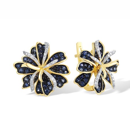 14KYWB Earrings Blue Sapphire,Diamond (E316160SAP114KYWB)